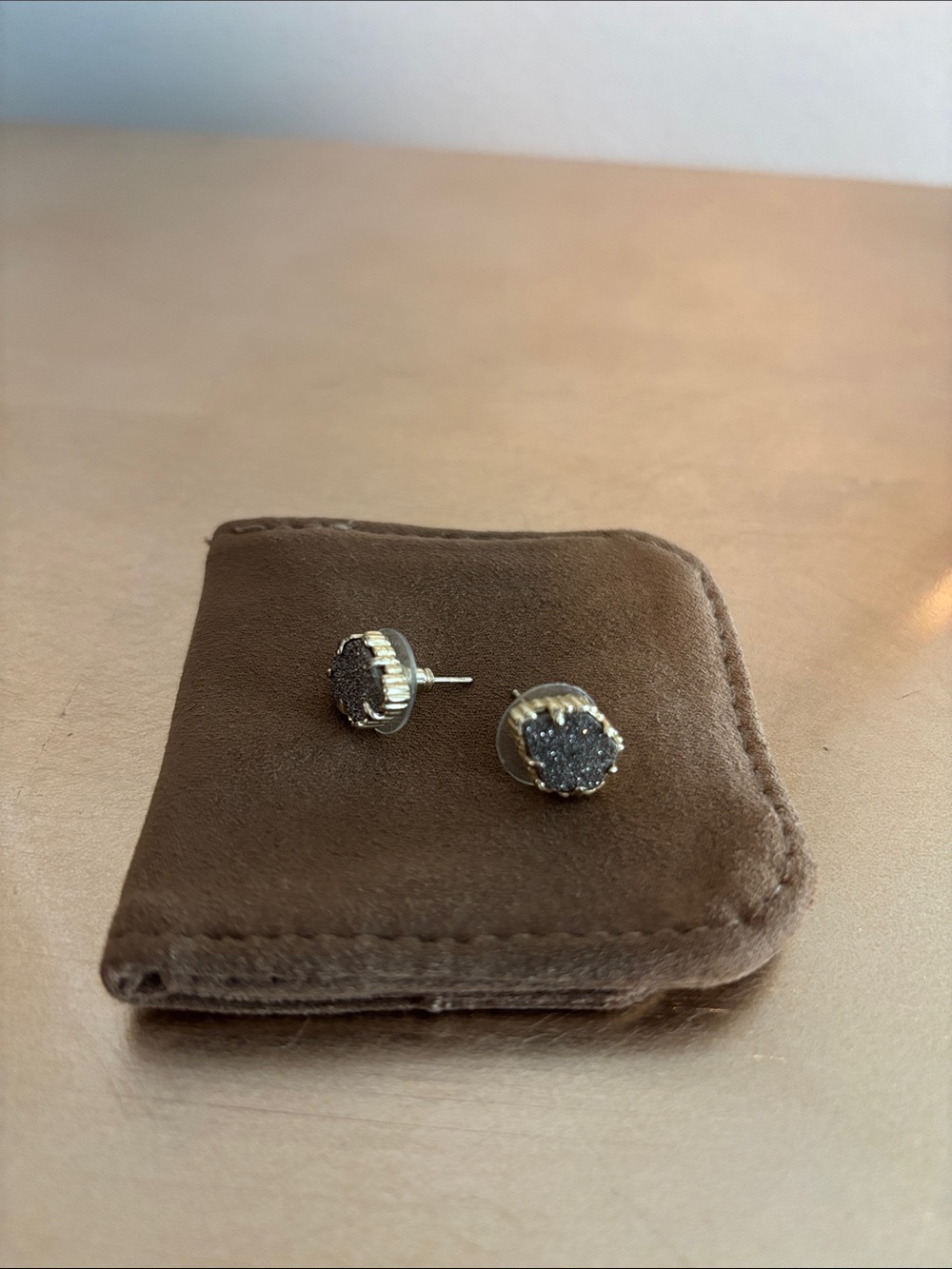 Kendra Scott Druzy Stud Earrings in Metallic Gray and Gold